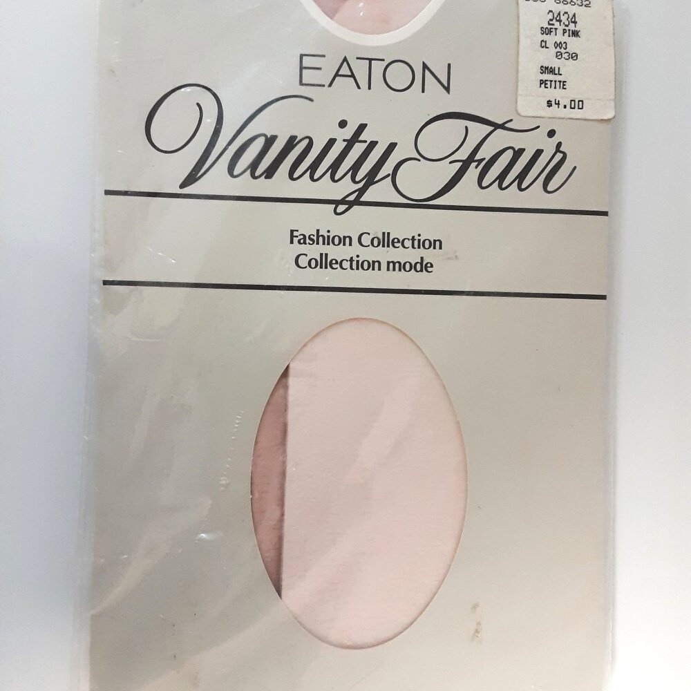 Vintage 1970-80s Eaton Vanity Fair Pantyhose – Soft Pink (Small) – Deadstock NOS
